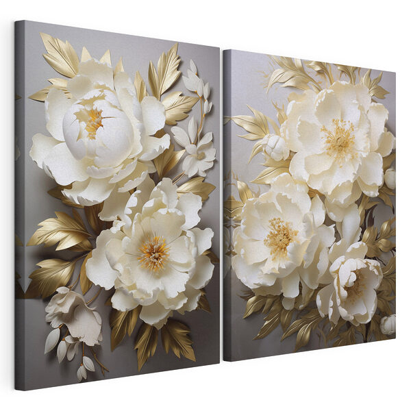 Collage de fleurs blanches Impression sur toile modulaire Collage de fleurs blanches