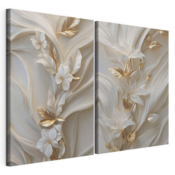Motif floral élégant aux tons doux Impression sur toile modulaire Motif floral élégant aux tons doux
