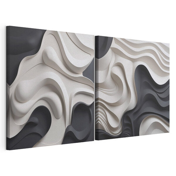 Impression sur toile modulaire - Des formes fluides dans des tons monochromes