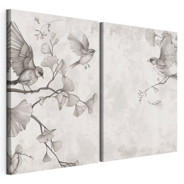 Impression sur toile modulaire Deux oiseaux sur une branche
