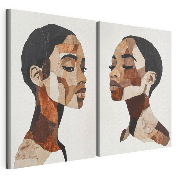 Collage représentant le visage d'une femme Impression sur toile modulaire Collage représentant le visage d'une femme