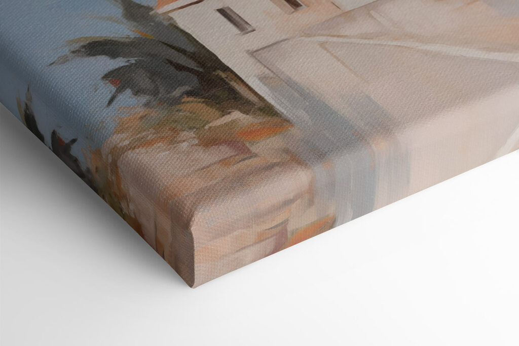 Painting of a town on a cliff Painting of a town on a cliff