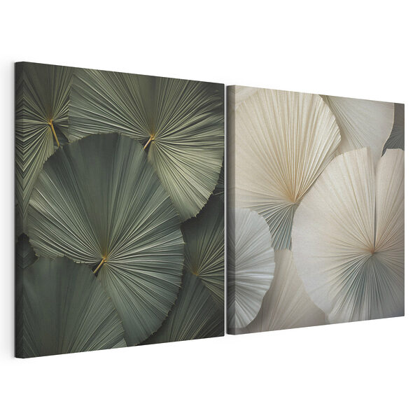 Impression sur toile modulaire - Des motifs en éventail complexes aux couleurs douces