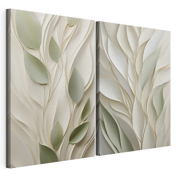 Motifs inspirés de la nature dans des teintes douces Impression sur toile modulaire Motifs inspirés de la nature dans des teintes douces