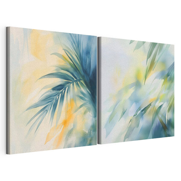 Aquarelle représentant des feuilles Impression sur toile modulaire Aquarelle représentant des feuilles