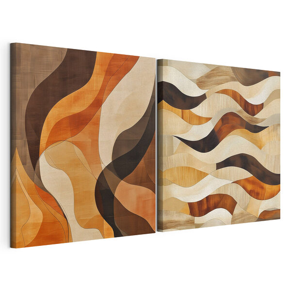 Des formes fluides dans des tons chauds Impression sur toile modulaire Des formes fluides dans des tons chauds