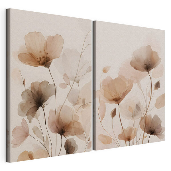 Fleurs aux teintes douces et délicates Impression sur toile modulaire Fleurs aux teintes douces et délicates
