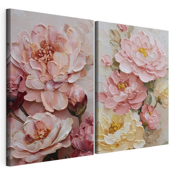 Des pétales épanouis aux teintes douces Impression sur toile modulaire Des pétales épanouis aux teintes douces