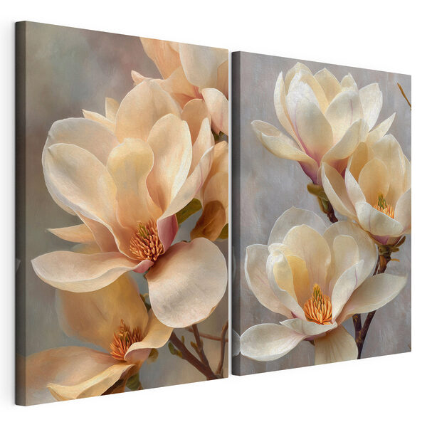 Impression sur toile modulaire Des fleurs délicates aux teintes douces