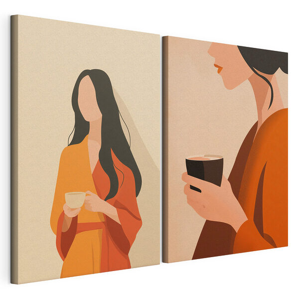 Impression sur toile modulaire Femme tenant une tasse de café
