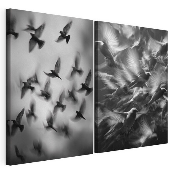 Collage représentant des oiseaux en vol Impression sur toile modulaire Collage représentant des oiseaux en vol