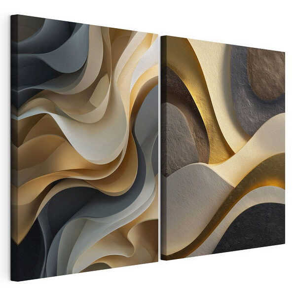 Des formes fluides aux couleurs harmonieuses Impression sur toile modulaire Des formes fluides aux couleurs harmonieuses
