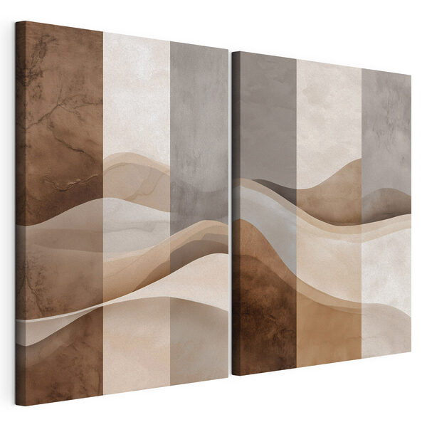 Deux images d'un désert Impression sur toile modulaire Deux images d'un désert