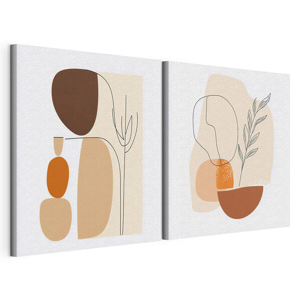 Deux tableaux représentant une femme et une plante Impression sur toile modulaire Deux tableaux représentant une femme et une plante