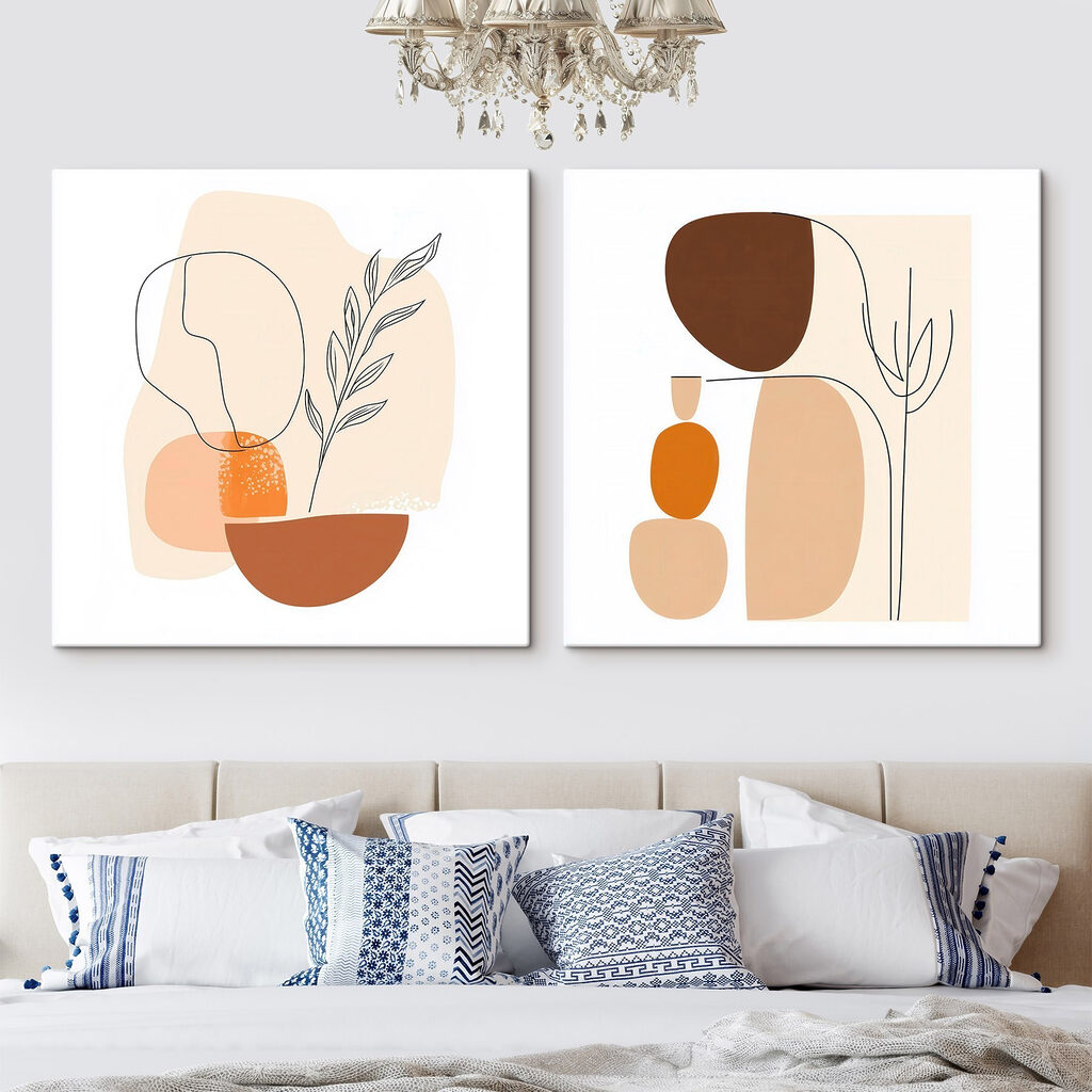 Couple of paintings of a woman and a plant Couple of paintings of a woman and a plant