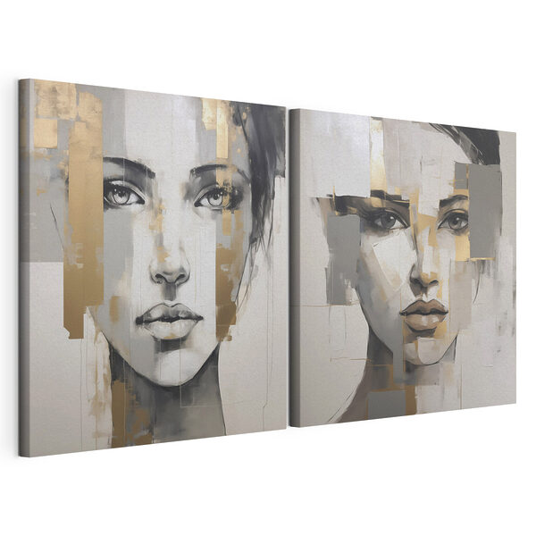 Impression sur toile modulaire Peinture représentant le visage d'une femme