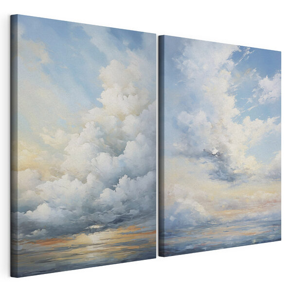 Peinture représentant des nuages dans le ciel Impression sur toile modulaire Peinture représentant des nuages dans le ciel