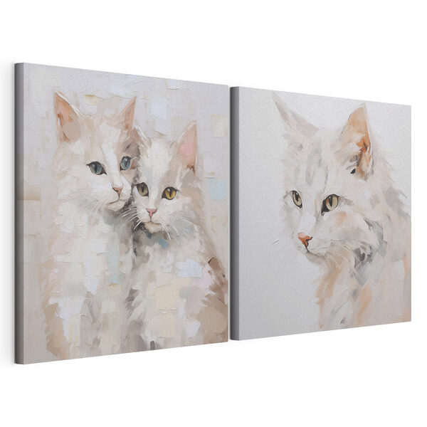 Impression sur toile modulaire Deux tableaux représentant des chats
