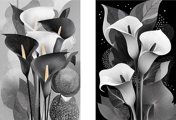 Delicate blooms in monochrome elegance Delicate blooms in monochrome elegance