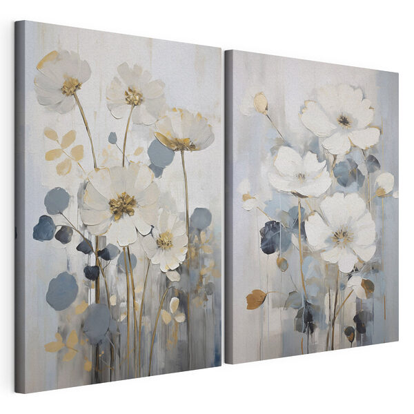 Peinture représentant des fleurs et des feuilles Impression sur toile modulaire Peinture représentant des fleurs et des feuilles