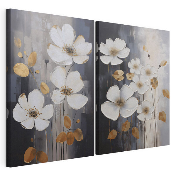 Des fleurs élégantes aux tons harmonieux Impression sur toile modulaire Des fleurs élégantes aux tons harmonieux