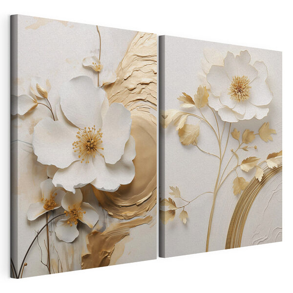 - Un motif floral raffiné pour une décoration époustouflante Impression sur toile modulaire - Un motif floral raffiné pour une décoration époustouflante
