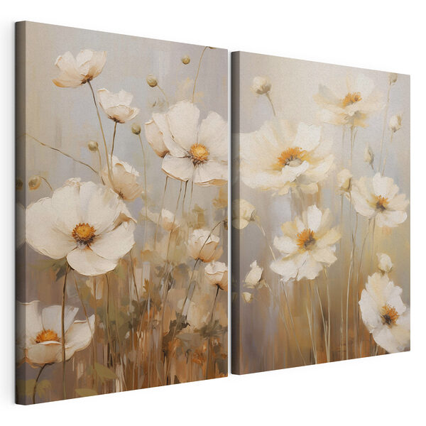 - Des fleurs élégantes aux teintes douces Impression sur toile modulaire - Des fleurs élégantes aux teintes douces