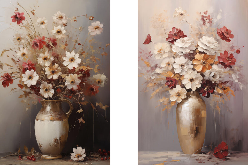 Impression sur toile modulaire Peinture représentant des fleurs dans un vase (UGS : m30477) Impression sur toile modulaire Peinture représentant des fleurs dans un vase (UGS : m30477)