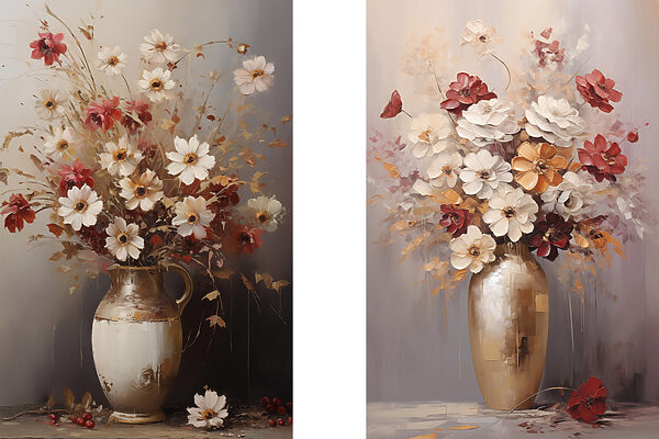Impression sur toile modulaire Peinture représentant des fleurs dans un vase (UGS : m30477) Impression sur toile modulaire Peinture représentant des fleurs dans un vase (UGS : m30477)