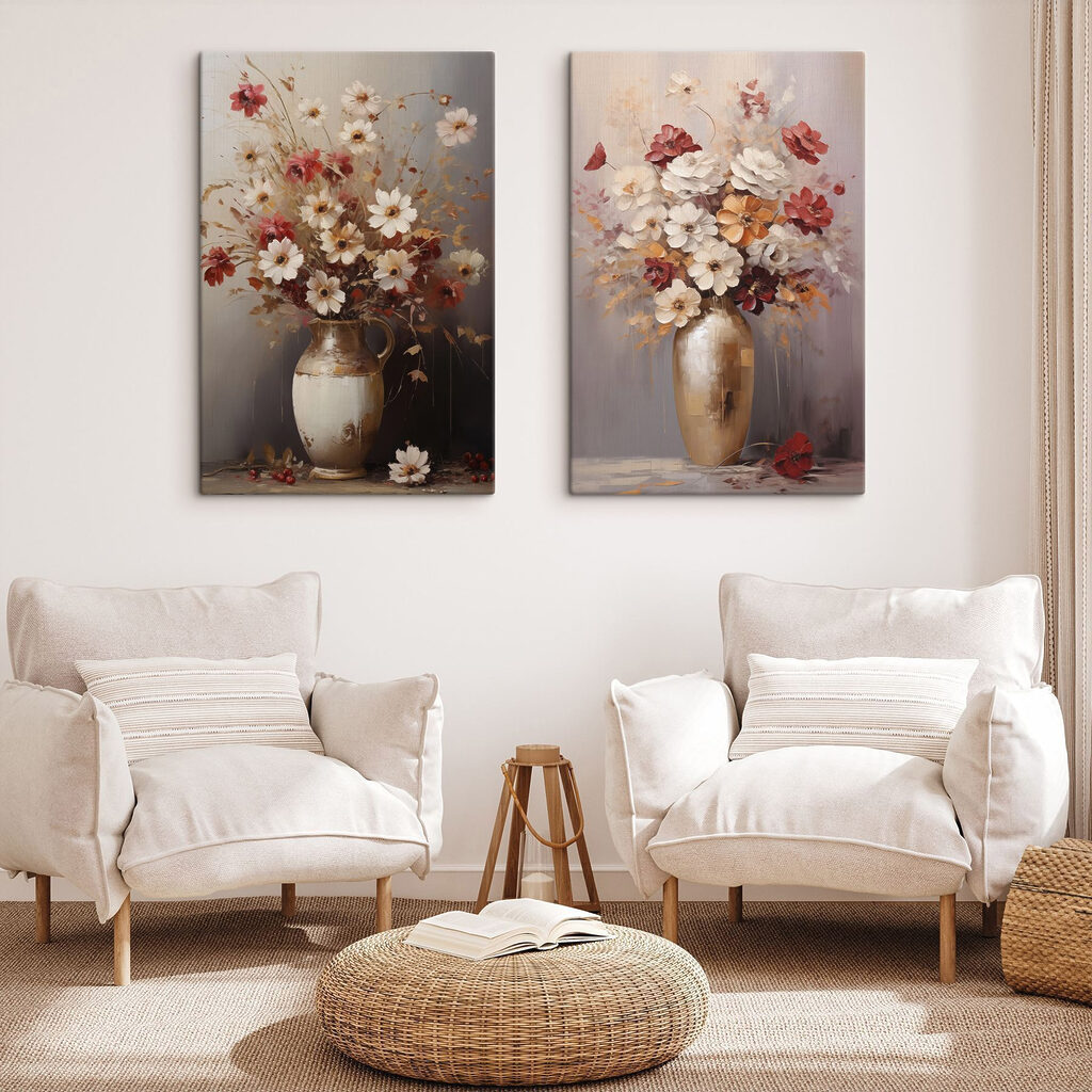 Impression sur toile modulaire Peinture représentant des fleurs dans un vase (UGS : m30477) Impression sur toile modulaire Peinture représentant des fleurs dans un vase (UGS : m30477)