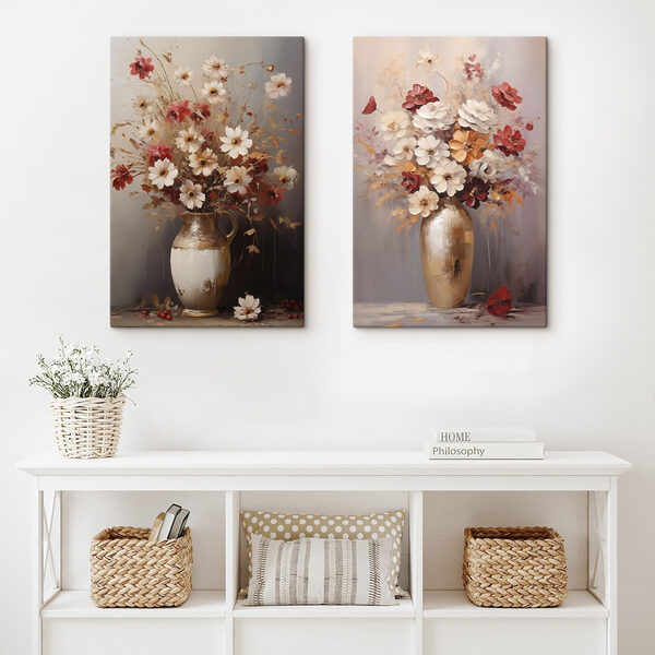 Impression sur toile modulaire Peinture représentant des fleurs dans un vase (UGS : m30477) Impression sur toile modulaire Peinture représentant des fleurs dans un vase (UGS : m30477)