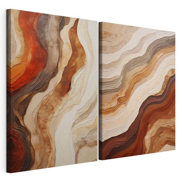 Impression sur toile modulaire Des formes fluides dans des tons terreux