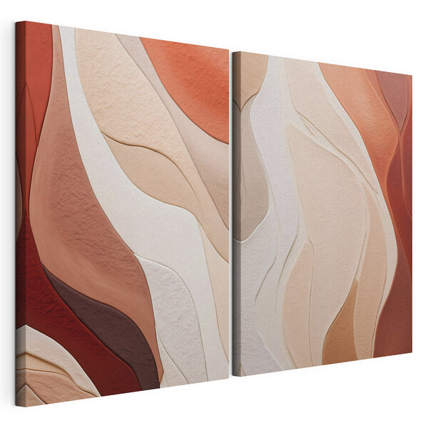 Des formes fluides aux teintes chaudes Impression sur toile modulaire Des formes fluides aux teintes chaudes