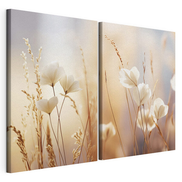 Des pétales délicats baignés par la douce lumière du soleil Impression sur toile modulaire Des pétales délicats baignés par la douce lumière du soleil