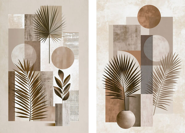 Pair of art pieces of plants Pair of art pieces of plants