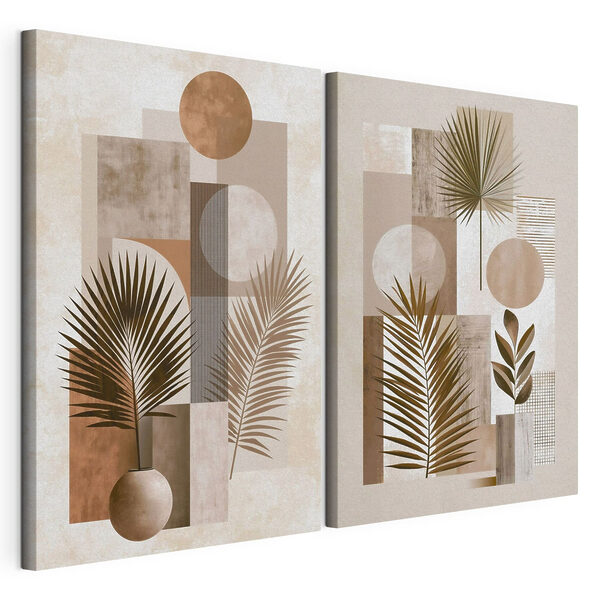 Impression sur toile modulaire Paire d'œuvres d'art représentant des plantes