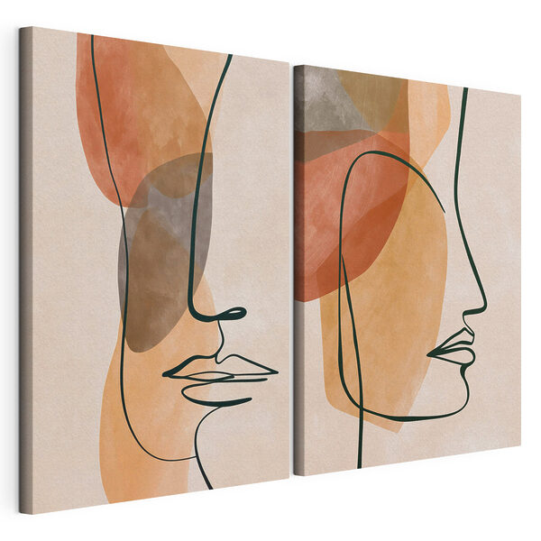 Impression sur toile modulaire - Des profils abstraits aux teintes douces