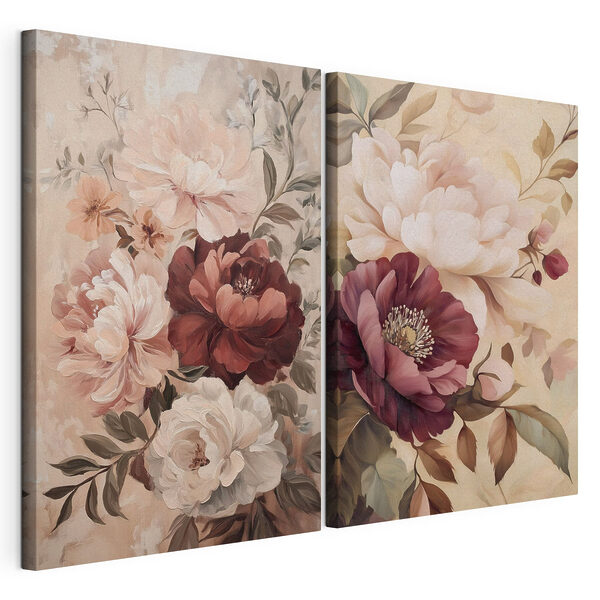 Des fleurs délicates aux couleurs douces Impression sur toile modulaire Des fleurs délicates aux couleurs douces