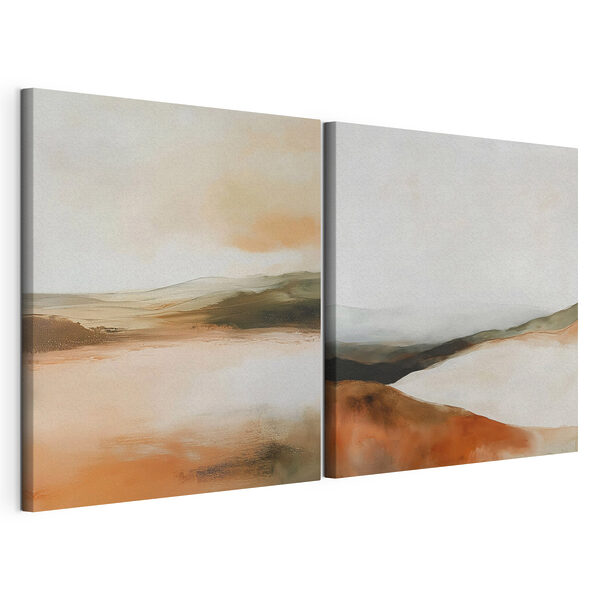 Deux tableaux représentant des collines et encore des collines Impression sur toile modulaire Deux tableaux représentant des collines et encore des collines