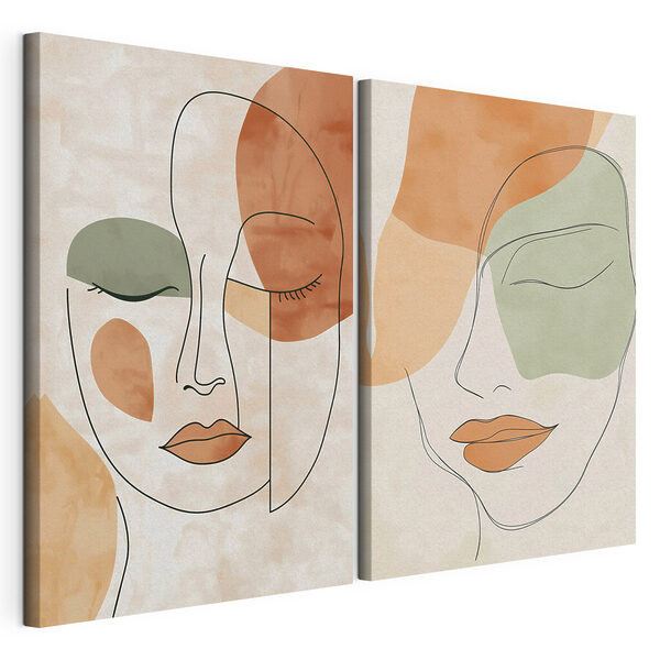 Deux images du visage d'une femme Impression sur toile modulaire Deux images du visage d'une femme