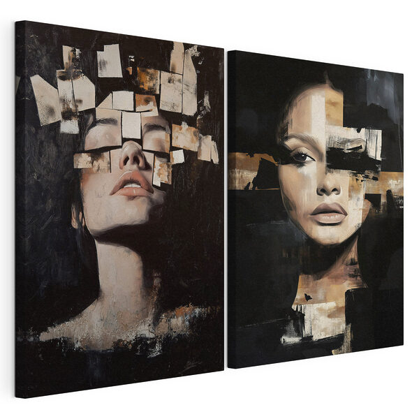 Collage représentant le visage d'une femme Impression sur toile modulaire Collage représentant le visage d'une femme