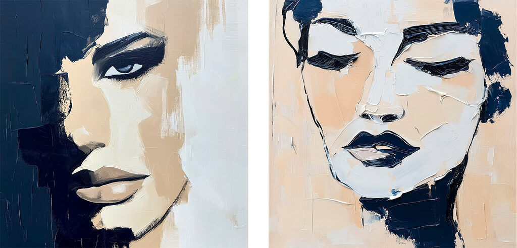 Painting of a woman's face Painting of a woman's face
