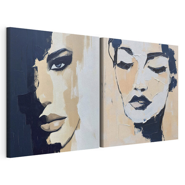 Peinture représentant le visage d'une femme Impression sur toile modulaire Peinture représentant le visage d'une femme