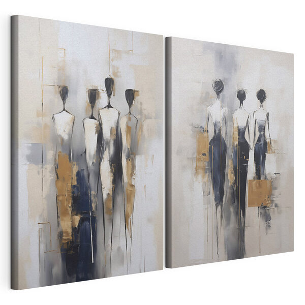 Impression sur toile modulaire Tableau représentant des personnes alignées