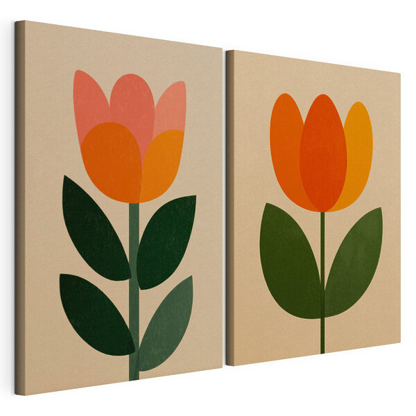 Quelques fleurs avec des feuilles Impression sur toile modulaire Quelques fleurs avec des feuilles