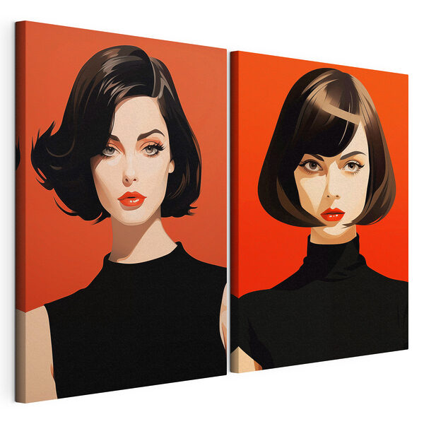 Femme aux cheveux courts Impression sur toile modulaire Femme aux cheveux courts