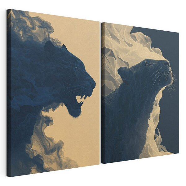 Impression sur toile modulaire Collage représentant un lion