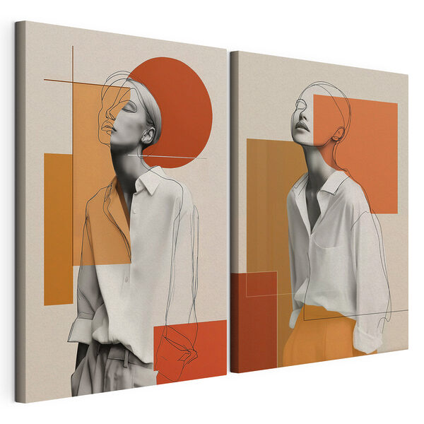 Impression sur toile modulaire Collage représentant une femme