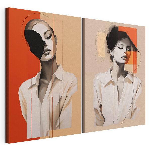 - Des interprétations captivantes de portraits abstraits Impression sur toile modulaire - Des interprétations captivantes de portraits abstraits