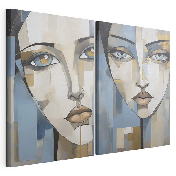 Impression sur toile modulaire Peinture représentant le visage d'une femme